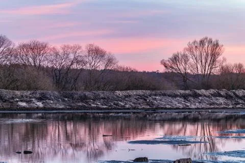 Sunset over the lagoon Stock Photos