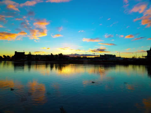 Sunset over the Lake 3K Stock Footage 25609446