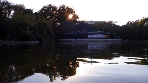 Sunset over lake and tree Stock Footage 102888729