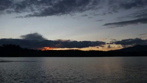 Sunset over lake Annone Stock Footage 69151328