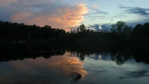 Sunset over the lake in autumn Stock Footage 220679673