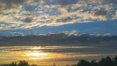 Sunset over the lake with clouds Stock Footage 76041200