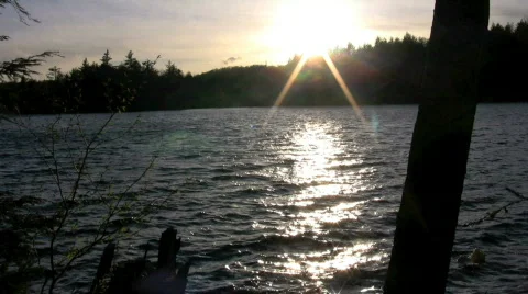 Sunset over lake  Stock Footage 409737