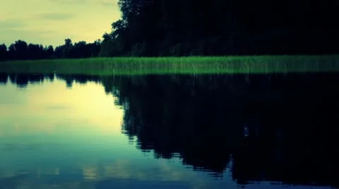 Sunset Over Lake Stock Footage 12141359