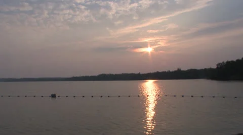 Sunset Over the Lake Stock Footage 25394937