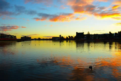 Sunset over lake Stock Footage 25609420