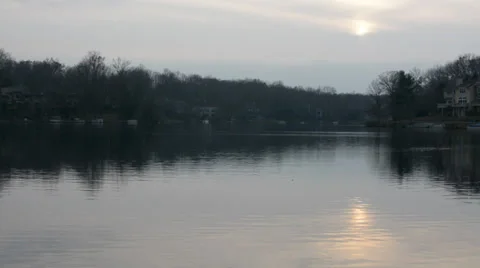 Sunset over a Lake Stock Footage 33134420