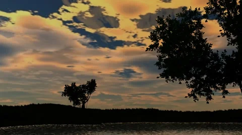 Sunset over a Lake  Видео 33987578