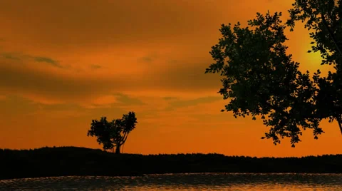 Sunset over a Lake  Vídeo Stock 33988945