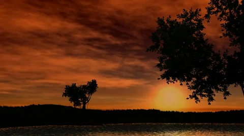 Sunset over a Lake  Видео 33991236