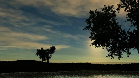  Sunset over a Lake  Stock Footage 33991248