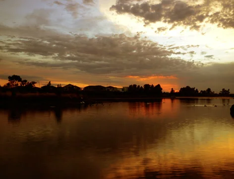 Sunset over lake Stock Footage 34304895