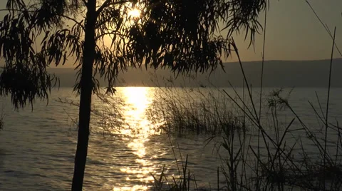 Sunset over the lake Stock Footage 37213179