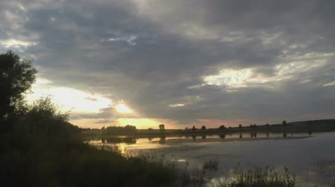 Sunset over the lake Stock Footage 40517605
