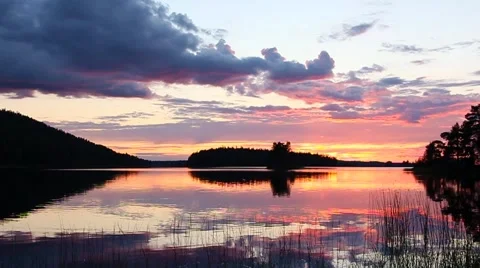 Sunset over the lake Video stock 43308538