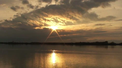 Sunset over lake Stock Footage 47209810