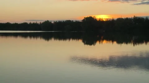 Sunset Over the Lake Stock Footage 47740502