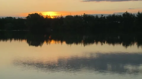 Sunset Over the Lake Stock Footage 47740525