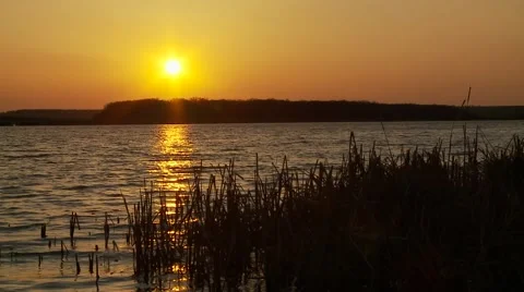 Sunset Over the Lake Stock Footage 47740650