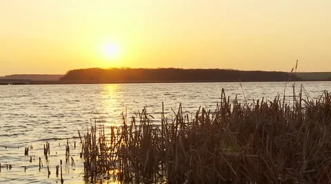 Sunset Over the Lake Stock Footage 47740674