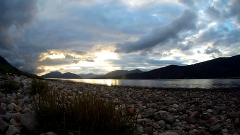 Sunset over lake Stock Footage