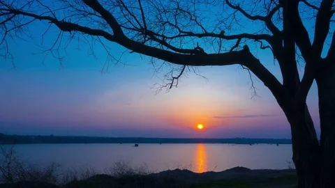 Sunset over the Lake. Stock Footage 73552339