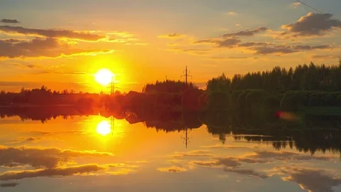 Sunset over the lake Stock Footage 76017815