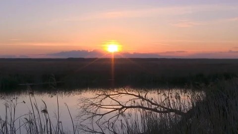 Sunset over lake. Stock Footage 77778566