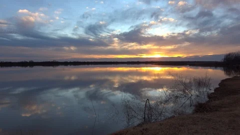 Sunset over the lake. Stock Footage 100298523