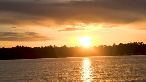 Sunset Over the Lake Stock Footage 115263607