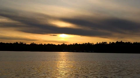 Sunset Over the Lake Stock Footage 115264356