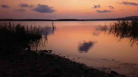 Sunset over the lake. Stock Footage 115358986