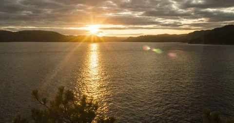 Sunset over a lake  库存影片 116795225