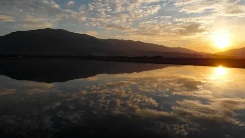 Sunset over the lake 스톡 동영상 121171761