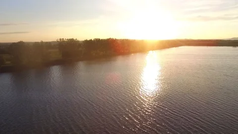 Sunset over the lake Stock Footage 126063340