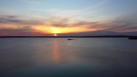 Sunset Over the Lake Stock Footage