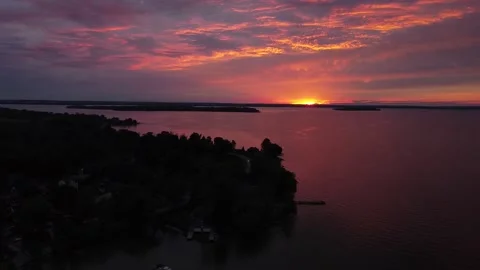 Sunset Over The Lake Stock Footage 146923830