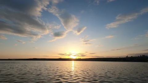 Sunset over the lake Stock Footage 182344909