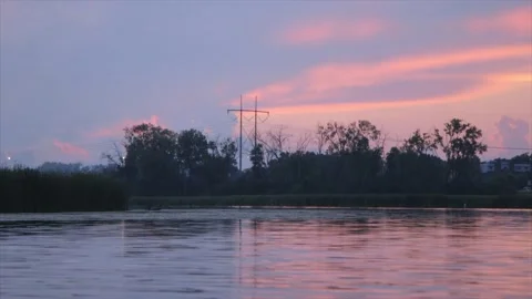 Sunset over lake Stock Footage 232870373