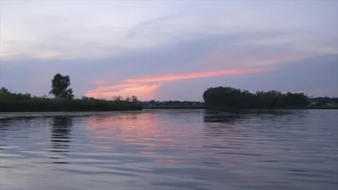 Sunset over lake Stock Footage 232870374