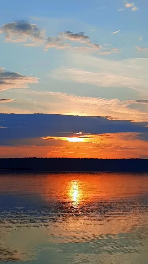 Sunset over the lake Stock Footage 281393153