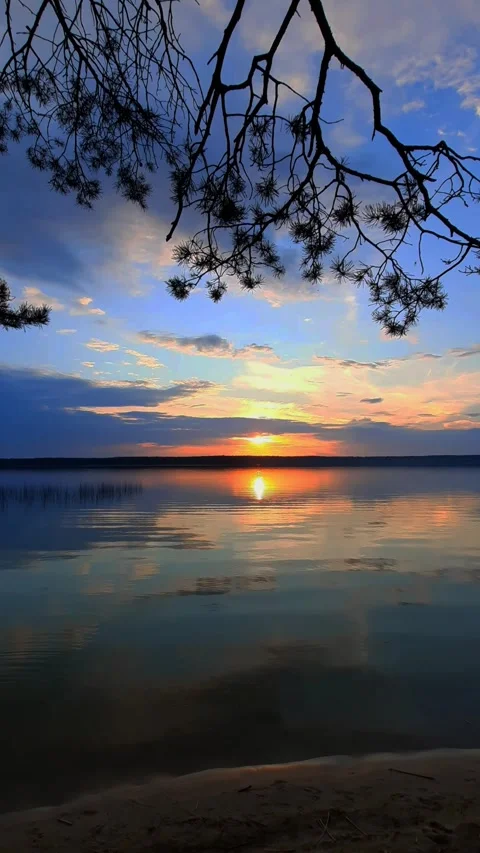 Sunset over the lake Stock Footage 281393202