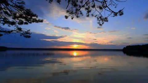 Sunset over the lake Stock Footage 281393221
