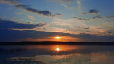 Sunset over the lake Stock Footage 281393273
