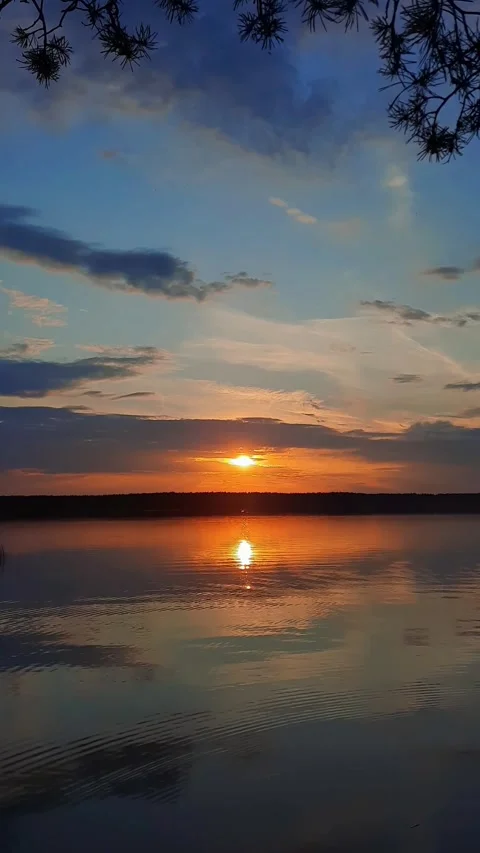 Sunset over the lake Stock Footage 281393276