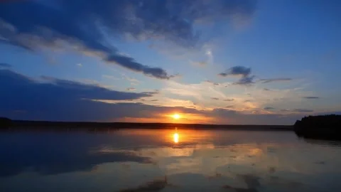 Sunset over the lake Stock Footage 281393389