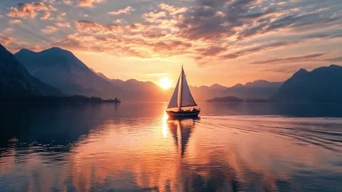 Sunset over the lake Video stock 285819243