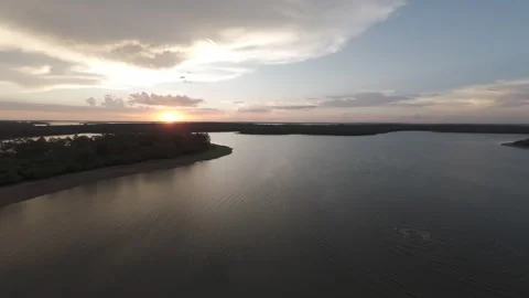 Sunset Over the Lake Stock Footage 303515775