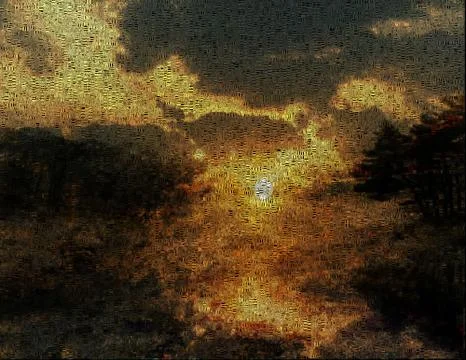 Sunset over lake Stock Illustration