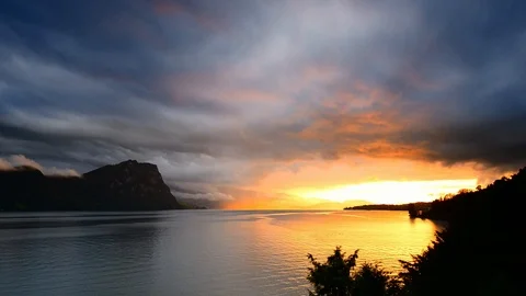 Sunset over Lake Lucerne. Video stock 115206851